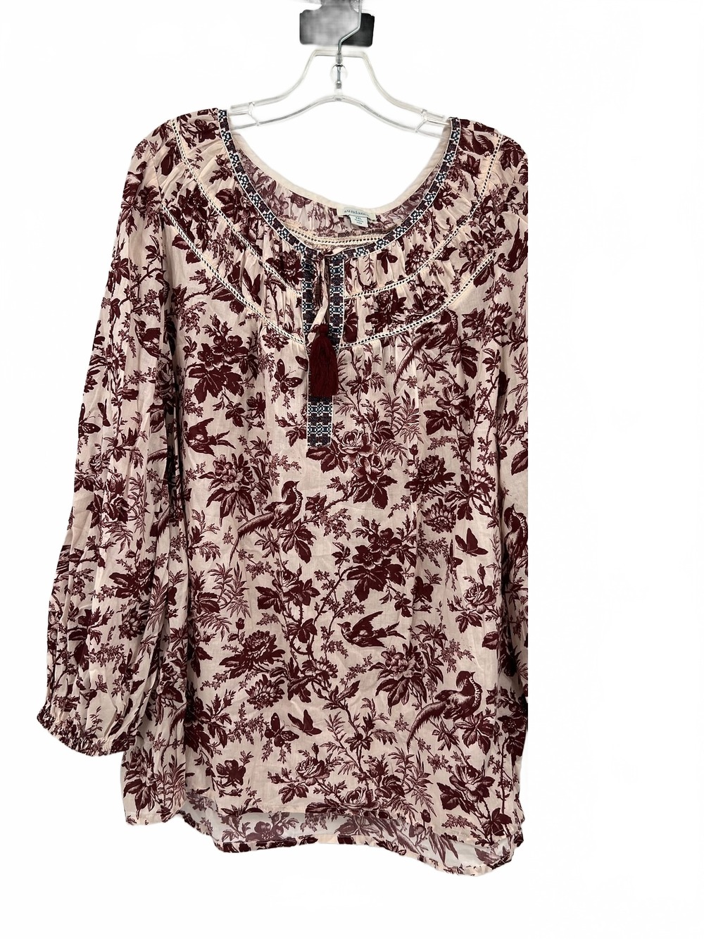 Sundance Red Floral Blouse | Cotton Women’s XXL Plus, All Seasons